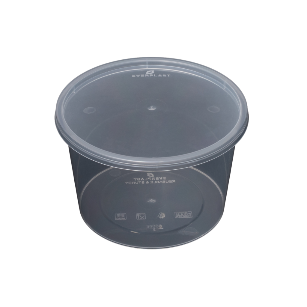 600ml Round Container - Flat