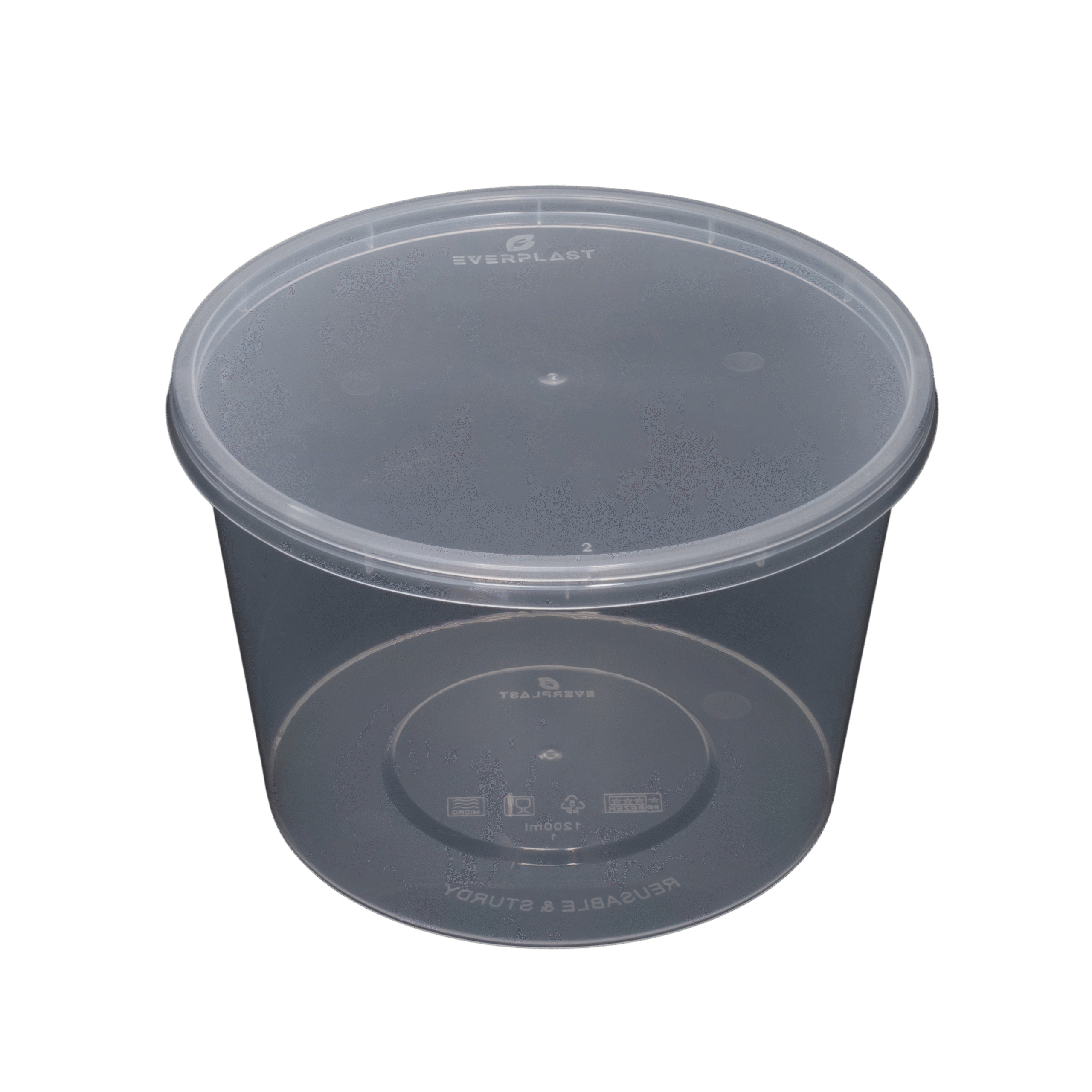 1200ml Round Container - Flat